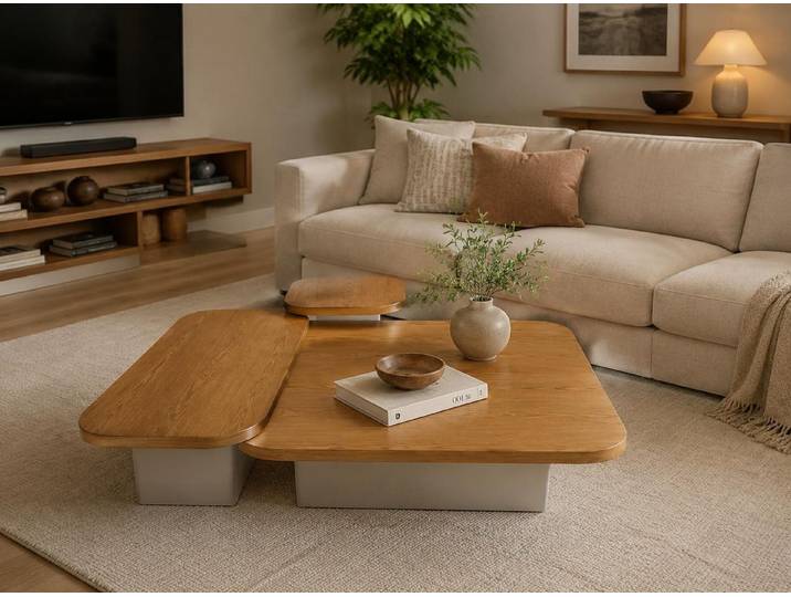 Xlmoebel Couchtisch Beige Rechteckiges Couchtisch Set mit Beistelltischen für, Made in Europa