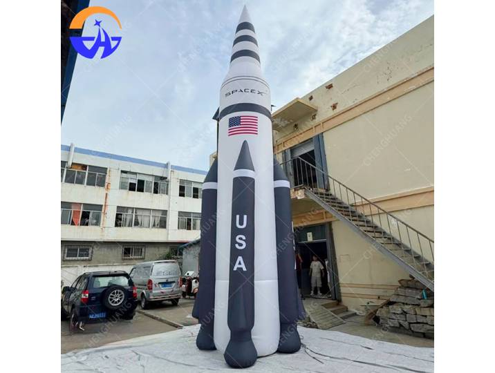 Modèle de fusée gonflable personnalisé, accessoire de décoration pour événements publicitaires sur le thème aérospatial avec souffleur