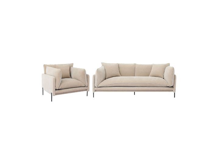 HABITAT - Ensemble canapé 3 places et fauteuil déhoussables en tissu garnis de plumes - Taupe - Feath II