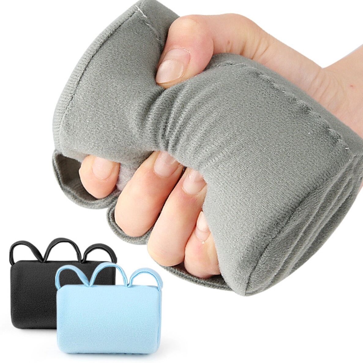 INF Drei-Finger-Schwamm-Fingerstärker — Polyesterbezug Handgrifftrainer für Fingerkraft, Beweglichkeit und Stressabbau Grau