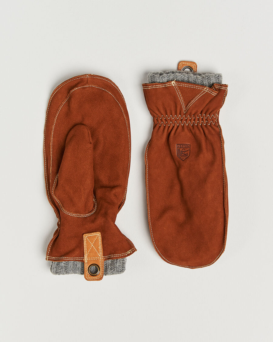 Hestra Oden Nubuck Wool Lined Mitt Cognac men 9 Brun