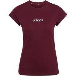 adidas Essentials Linear Cotton T-Shirt Damen KF8378 - maroon/white M