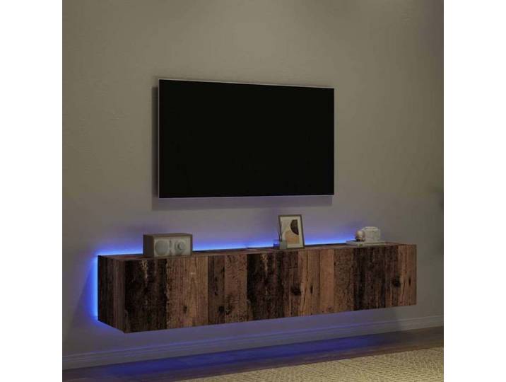NEUF Armoires TV - Marron - Meuble TV mural - Montage mural 2 pcs - pour maison - Bois Ancien 80x35x31 cm TT1929