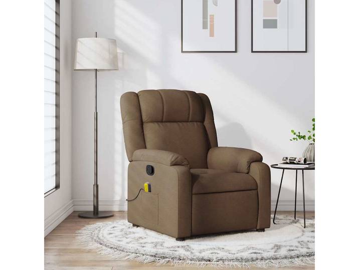 vidaXL Massagesessel, Massagesessel Braun Stoff