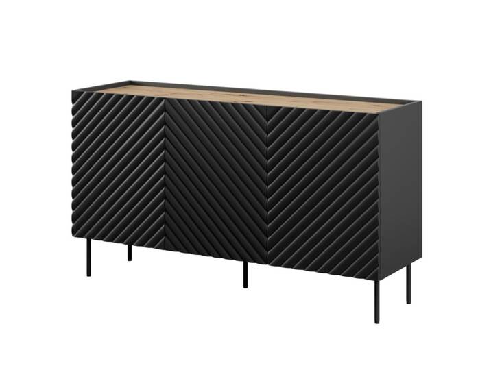 Buffet bas aspect chêne noir mat 150cm