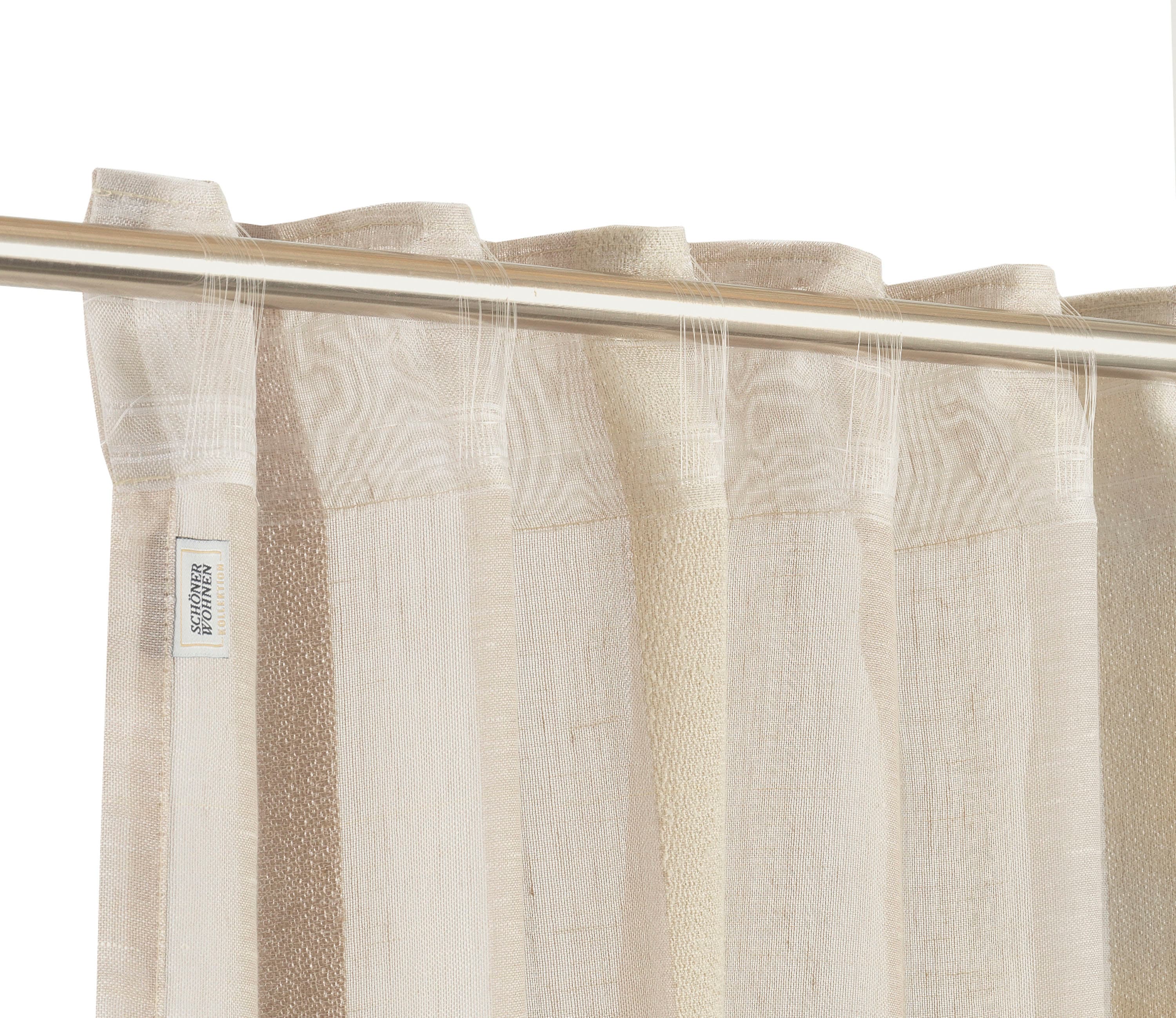 Vorhang "Linear" Gr. 1, beige (beige, creme), B:130cm H:250cm, Chenille, Polyester, SCHÖNER WOHNEN-KOLLEKTION, Gardinen, Vorhang beige, creme 250cm, verdeckte Schlaufen, 130cm