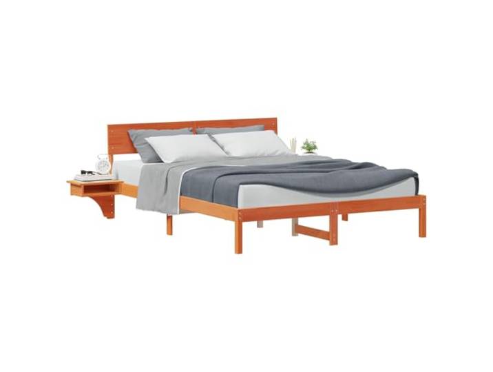 PUGYNBK Bettgestell mit Kopfteil Braun Wachs 150 x 200 cm Kiefer massiv - Minimalistisches Design - Einfache Montage - Ohne Lattenrost - Schlafzimmer