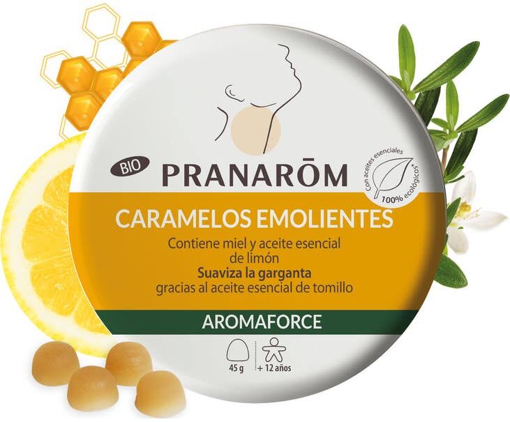 Pranarôm Aromaforce Caramelos Emolientes Miel y Limón BIO 45g