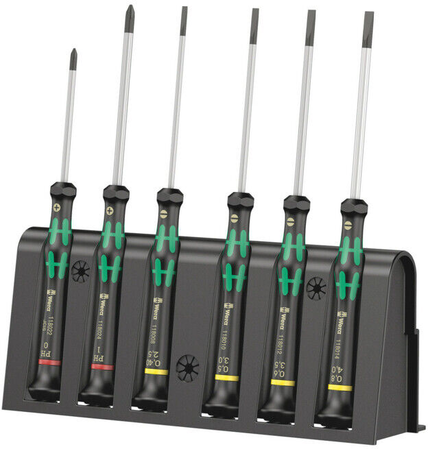 2035/6 B Jeu de tournevis électronicien + Rack, 6 pièces ; Wera (05118152001)