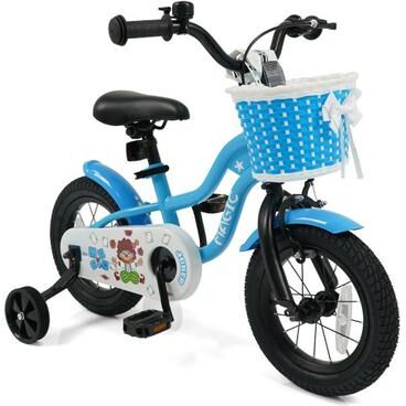 Costway 12/14/16 Inch Kids Bike with Training Wheels and Basket Navy Color-12
