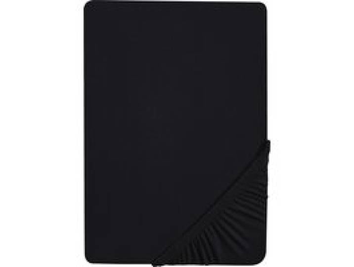 BIBERNA Drap-housse en jersey, 90-200 x 200-220 cm (noir, 180-200 x 200 cm)