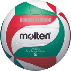 Molten Volleyball V5M-ST SchoolTraineR, Trainingsball, grün/rot/weiß, 280 Gramm, Größe 5
