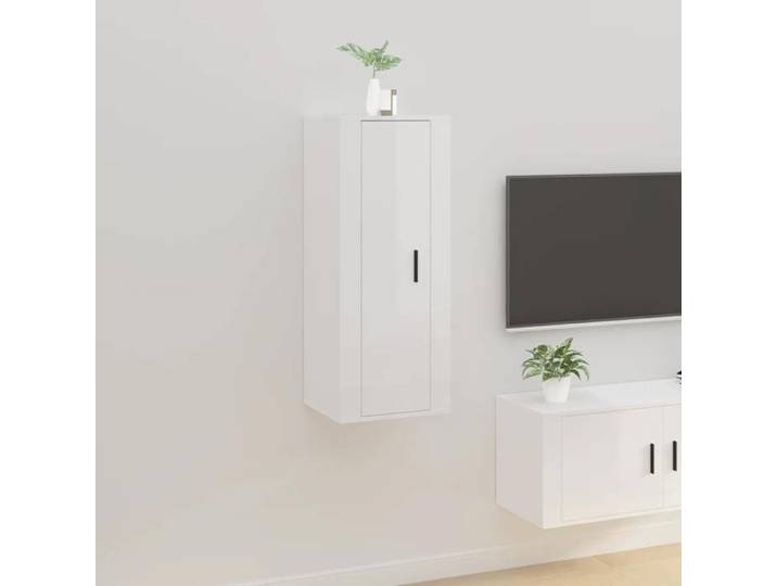 Meuble TV mural blanc brillant 40x34 5x100 cm meuble suspendu finition laquée design épuré
