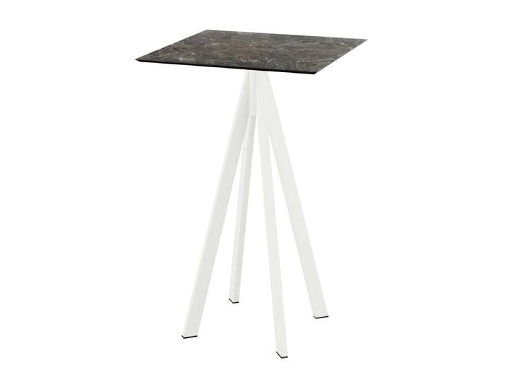 Infinity Mange-debout Avec Piètement Blanc + Plateau Hpl Galaxy Marble 70x70 Cm - Feros