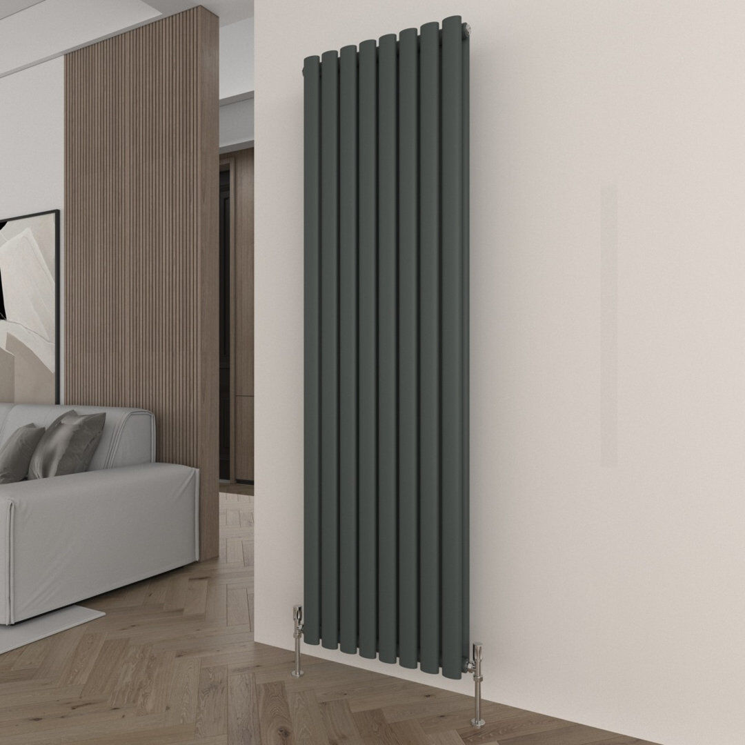 Belfry Heating Vertical Oval Panel Radiators Grey 1,600mm H