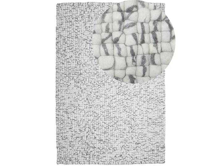 Teppich rechteckig Wollteppich Filzkugelteppich 160 x 230 cm hellgrau Amdo