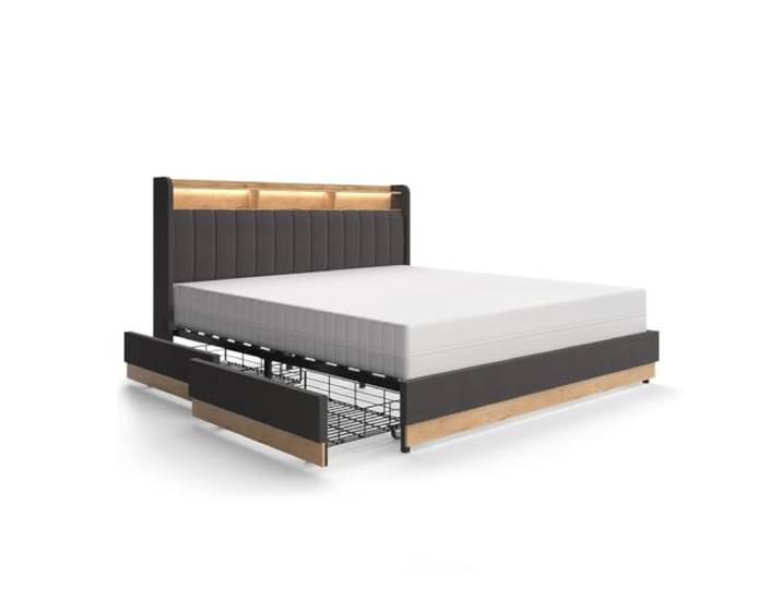 Vitalispa Polsterbett Nura , Anthrazit 180x200 cm mit 4 Schubladen, mit USB-Ladeanschluss, LED-Beleuchtung und Fernbedienung