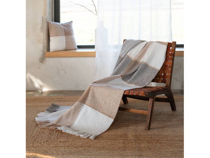 Plaid à carreaux toucher doux - Blancheporte