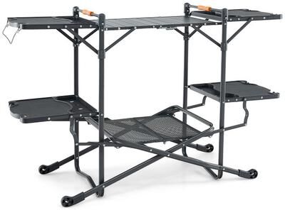 Costway Folding Portable Outdoor Cook Station with Heat-Resistant Aluminum Tabletop