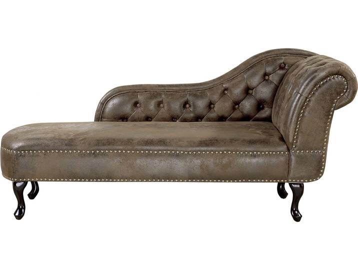BELIANI Chaiselongue Rechtsseitig Dunkelbraun Kunstleder Holzfüße Glamourös