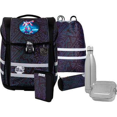Schulranzen MCNEILL "Perfecto, Tron", Kinder, Gr. B/H/T: 30cm x 38,5cm x 22cm, bunt (tron), Polyester, Rucksäcke, inkl. Federmäppchen, Turnbeutel, Schlamperrolle & Motivmagnet