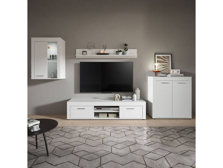 Ensemble mural Jam - 4 élém. Commode Panneau aggloméré, enduit Blanc/Blanc 330 x 169 x 35cm