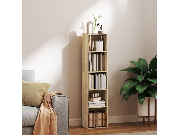 HOMCOM Bibliothèque 5 Niveaux Réglable Naturel 30x24x133,5cm