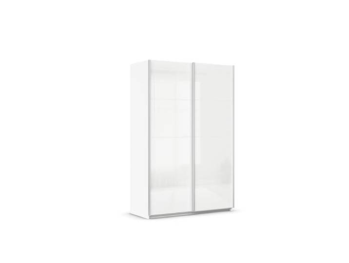 Rauch Möbel QUADRA, Schwebetürenschrank, Weiß/Glas Weiß, Breite 136 cm Kleiderschrank mit Schwebetüren, Schiebetüren, 2-türig, für Schlafzimmer, Kinderzimmer, Jugendzimmer, Garderobe
