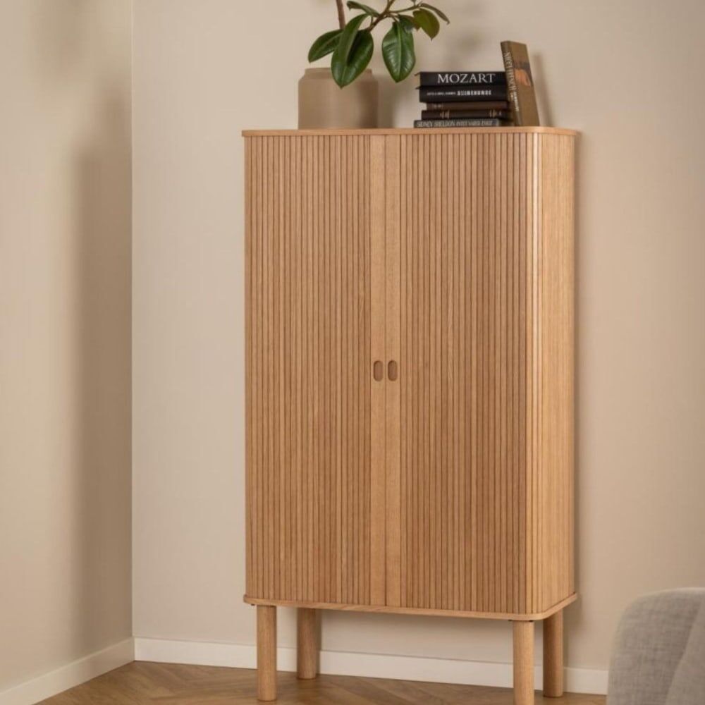 Hellin Buffet haut en chêne 2 portes l80 Marron 80x145x40cm