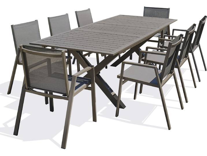 Ensemble repas de jardin 8 places en aluminium