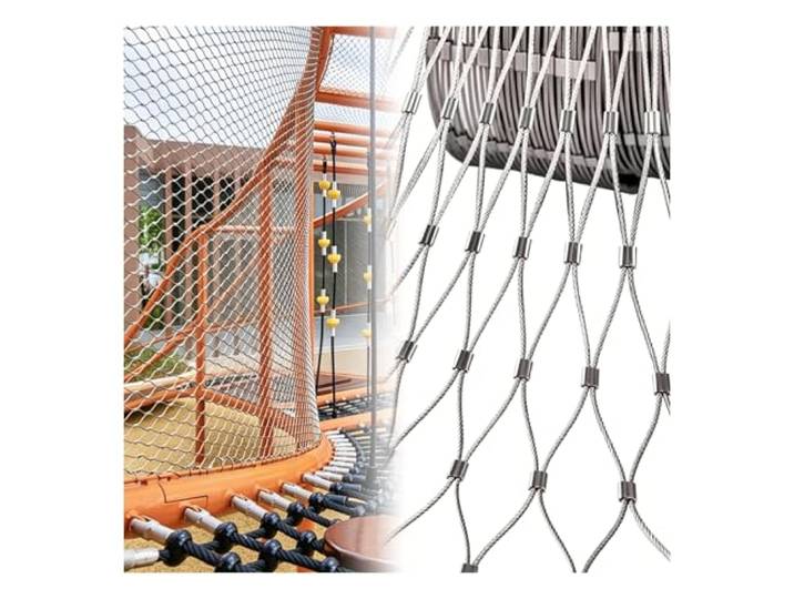 Hynbdes 304 Edelstahl-Seilnetz, Absturzsicherung, Treppe Zaun, Flexibel Multifunktionales Garten-Metallnetz, Flexibles Seil Netz, für Balkone, Bauernhof, Zoos und Zäune, 4cm/2mm 2×2m
