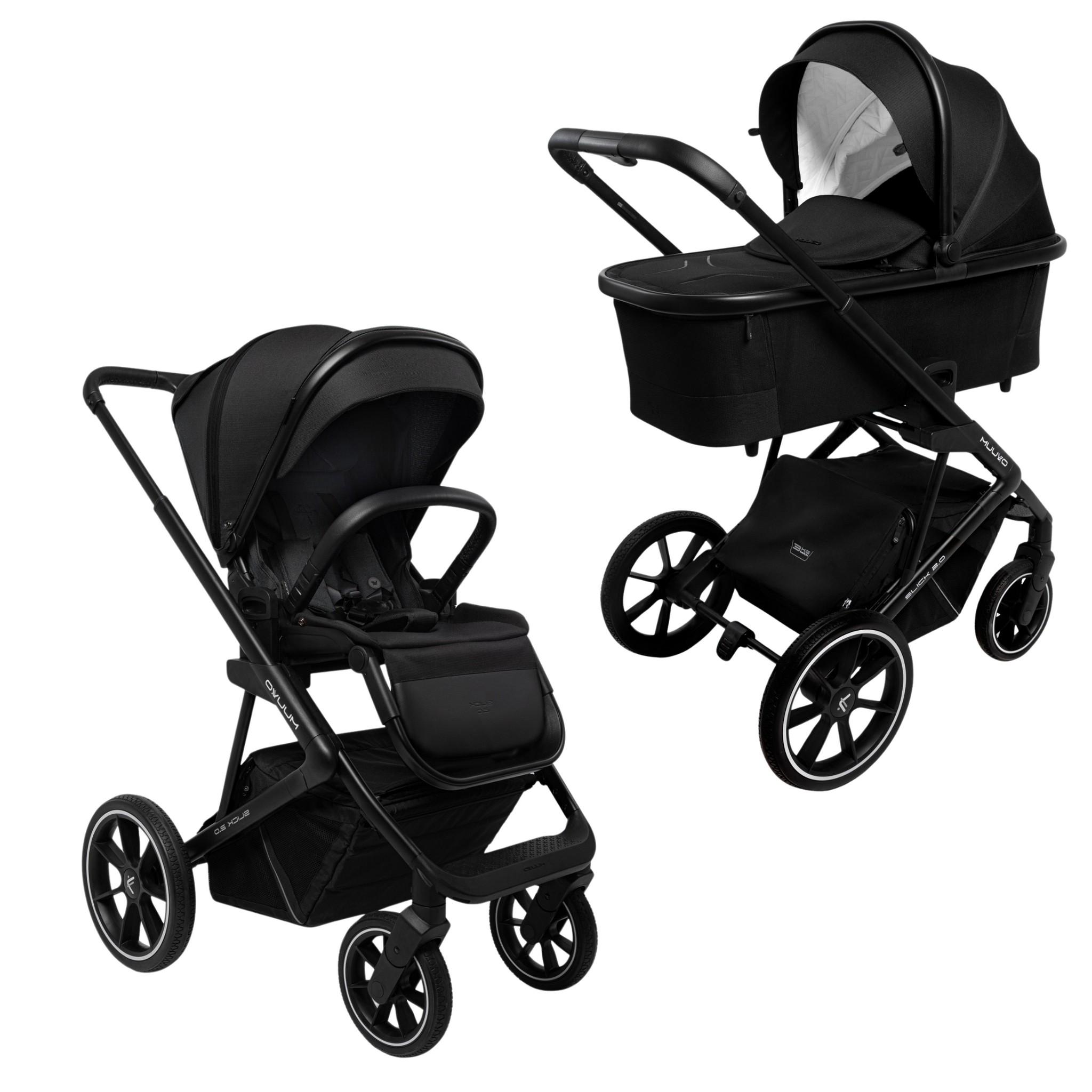 Muuvo Slick 2.0 - Multifunktionaler Kinderwagen 2-in-1, Farbe: Schwarz (Klassisch)