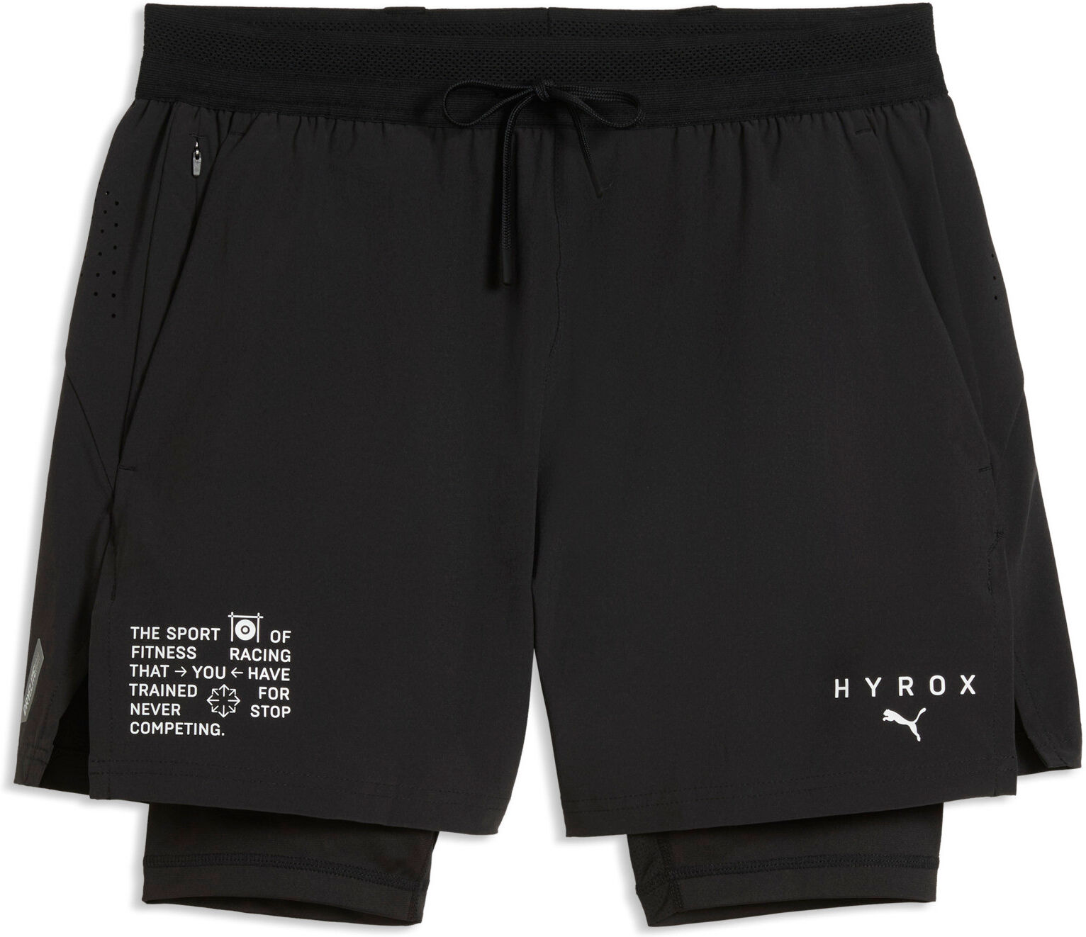 Trainingsshorts PUMA "M X HYROX 2IN1 PWRMODE SHORT", Herren, Gr. XXL, N-Gr, schwarz (puma schwarz), Obermaterial: 87% Polyester, 13% Elasthan, regular fit kniefrei, Hosen Trainingsshorts, Regular Fit, für Fitness-Training, sportlicher Stil, 2-in-1 Design 
