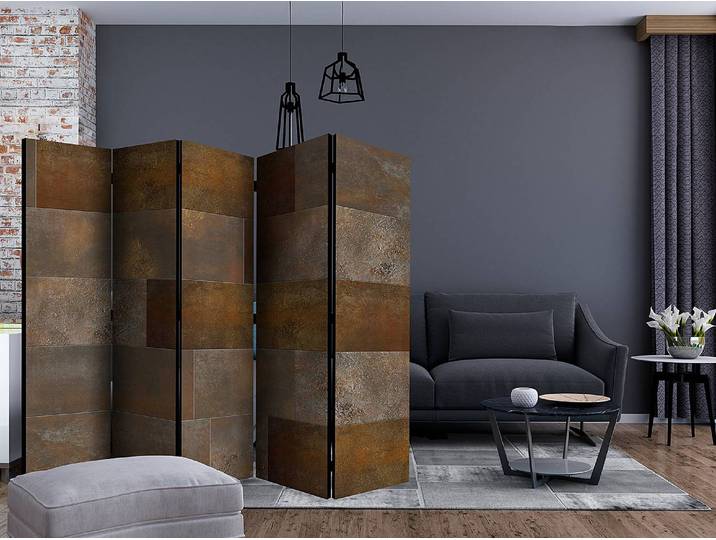 Paravent Golden Cascade 1 côté Intissé sur bois massif Doré 225 x 172 x 3cm