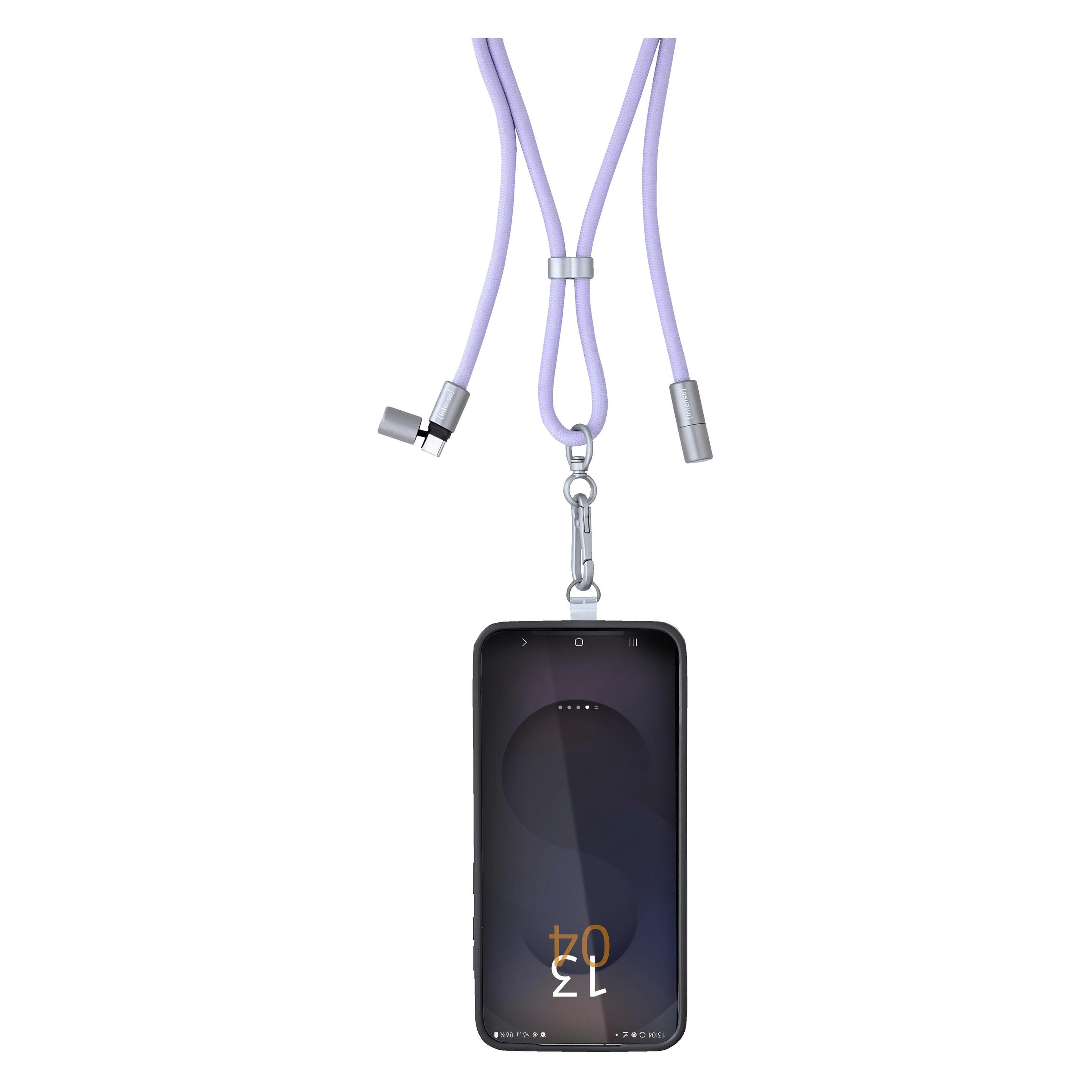 Intenso Handykette als Lade- + Datenkabel USB-C bis 1,65m lila (1.65 m, USB 2.0, 60 W) (7991003)