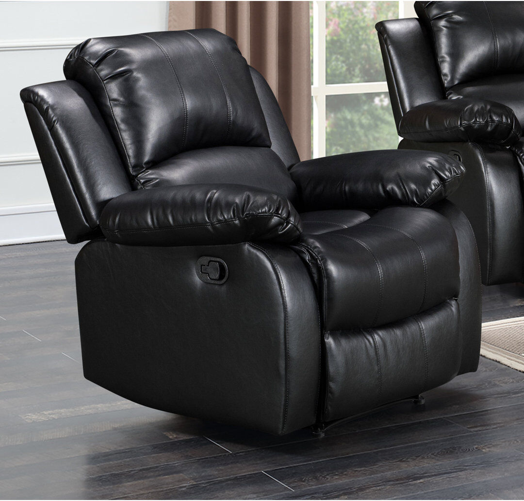 Latitude Run Kudret 98cm Wide Standard Recliner Black 100cm H X 98cm W X 98cm D