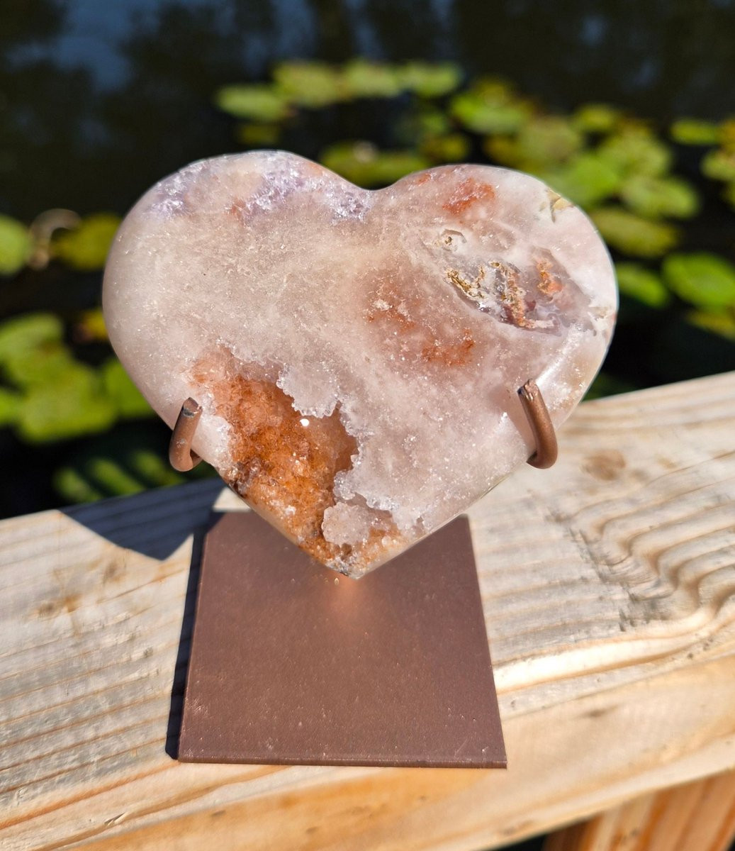 ThaleiaDesign Roze amethist hart op standaard