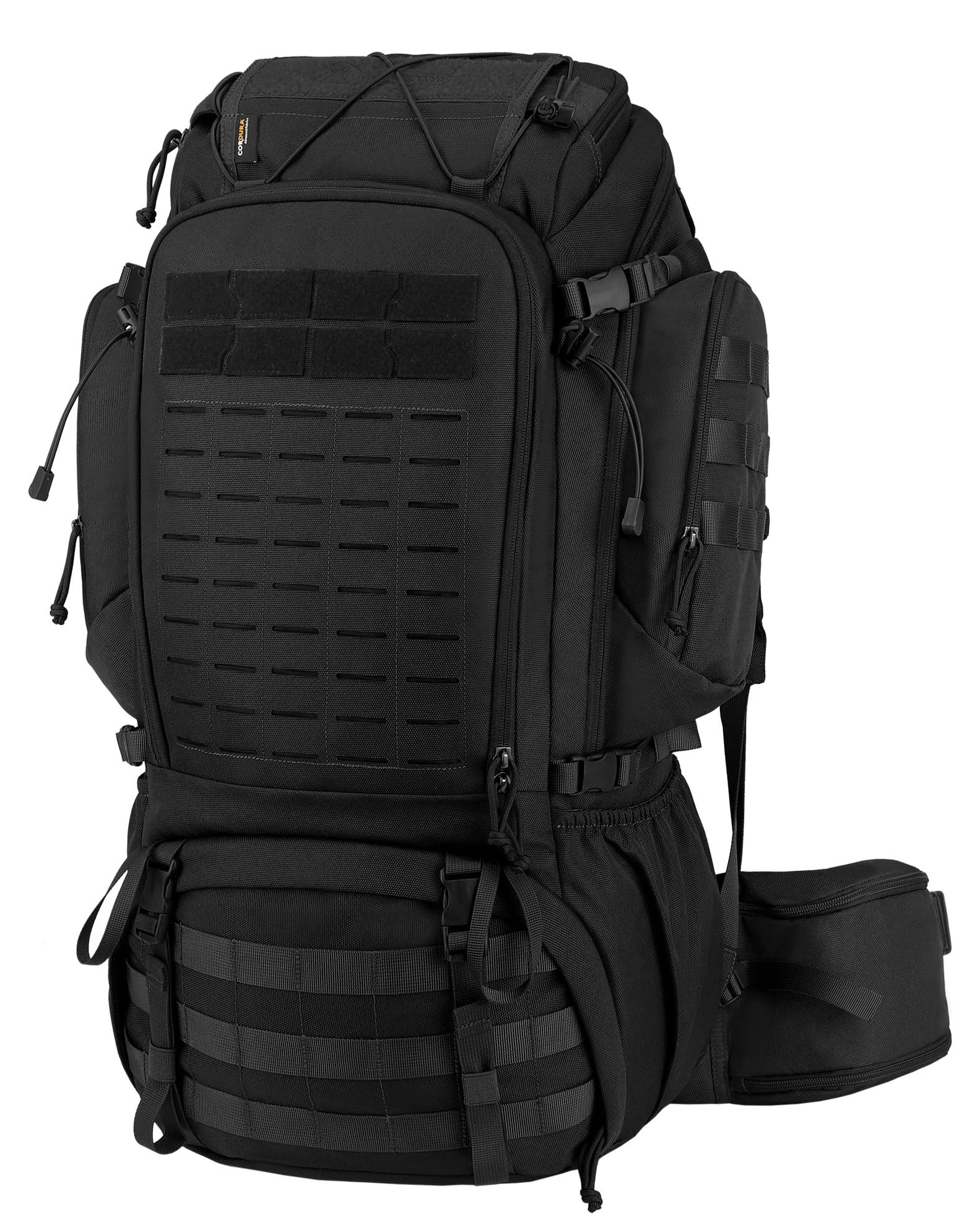 Trekkingrucksack 50L, Cordura, Molle, 36x21x68 cm, Schwarz