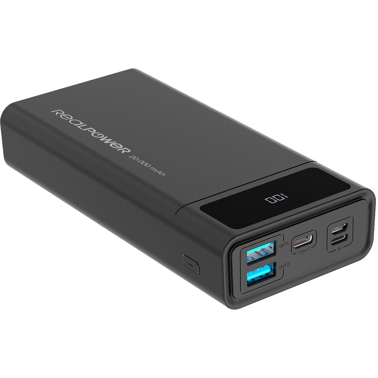 20.000 mAh Ultron Powerbank RealPower PB-20k PD schwarz (323369)