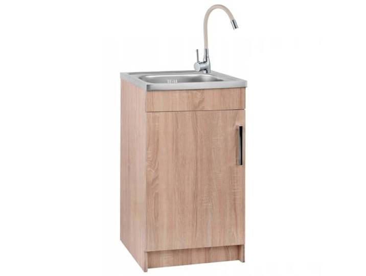 Stamar Spülenschrank Küchenschrank 50 cm Sonoma Spüle mit Armatur und Siphon