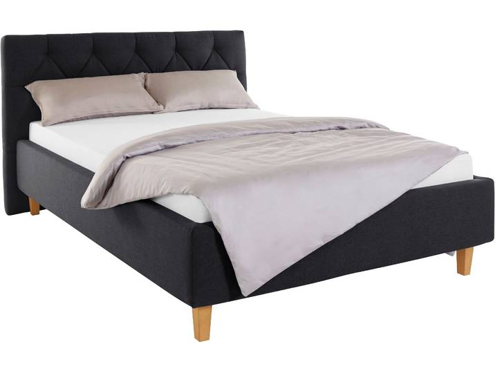 Polsterbett, 163x210 cm, Struktur, Anthrazit, Kopfteilhöhe 102 cm, Modern, Home-affaire