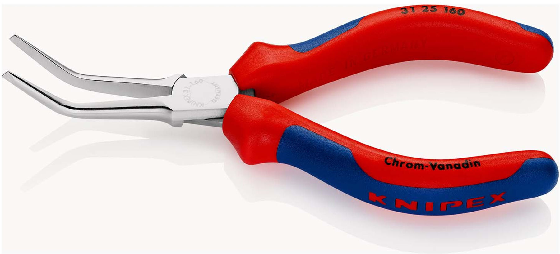KNIPEX 31 25 160 Greifzange (Nadelzange) mit Mehrkomponenten-Hüllen verchromt 160 mm)