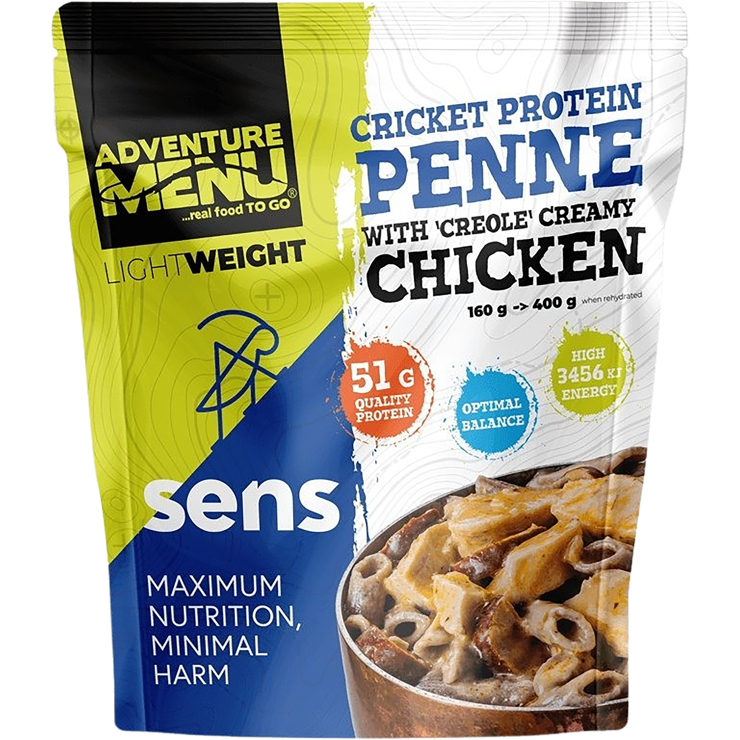 Adventure Menu SENS Protein Penne mit Hähnchenfleisch Trekkingnahrung Größe 160g