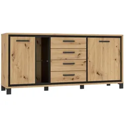 FORTE Sideboard Farida Holzoptik Braun Eiche