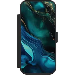 Nivocase Klapphülle für Apple iPhone Air Handyhülle aus Kunst Leder NIVOflip schwarz Art Farbverlauf Marmor (Apple iPhone Air), Smartphone Hülle, Schwarz