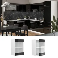 Vicco Glashängeschrank Küchenschrank R-Line Solid Weiß Schwarz 40 cm modern
