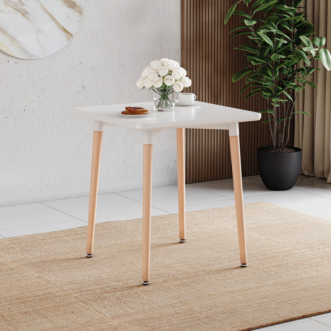 Norden Home Joey 70 " Square with Solid Wood Base Dining Table White