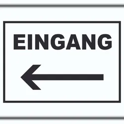 HB-Druck Eingang Pfeil links Schild A5 Rückseite selbstklebend