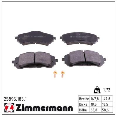 ZIMMERMANN Bremsbelagsatz, Scheibenbremse 258951851 Vorderachse für Citroën/Peugeot Peugeot (DF-PSA)
