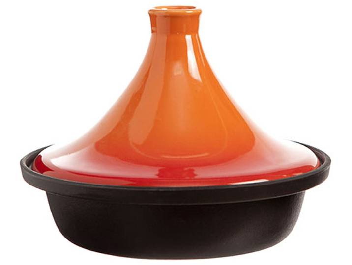 Cosy & Trendy Tajine Zwart / Oranje - Gietijzeren Schaal - Ø25cm - Geschikt voor Inductie